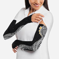 Hawaiian Tribal Tattoo and Plumeria Arm Sleeves Polynesian Pattern Black Color