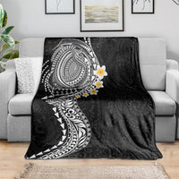 Hawaiian Tribal Tattoo and Plumeria Blanket Polynesian Pattern Black Color