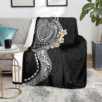 Hawaiian Tribal Tattoo and Plumeria Blanket Polynesian Pattern Black Color