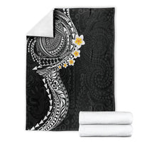 Hawaiian Tribal Tattoo and Plumeria Blanket Polynesian Pattern Black Color