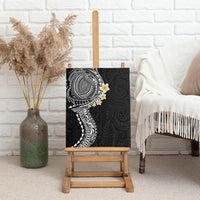 Hawaiian Tribal Tattoo and Plumeria Canvas Wall Art Polynesian Pattern Black Color