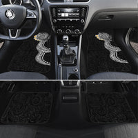 Hawaiian Tribal Tattoo and Plumeria Car Mats Polynesian Pattern Black Color