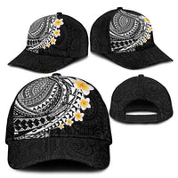 Hawaiian Tribal Tattoo and Plumeria Classic Cap Polynesian Pattern Black Color
