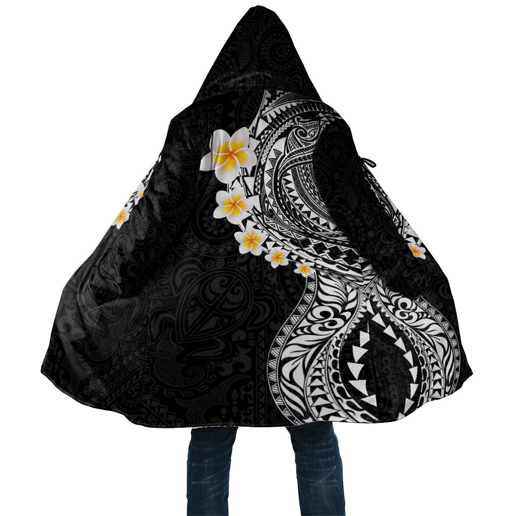 Hawaiian Tribal Tattoo and Plumeria Cloak Polynesian Pattern Black Color