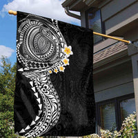 Hawaiian Tribal Tattoo and Plumeria Garden Flag Polynesian Pattern Black Color