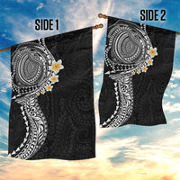 Hawaiian Tribal Tattoo and Plumeria Garden Flag Polynesian Pattern Black Color