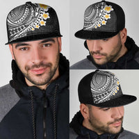 Hawaiian Tribal Tattoo and Plumeria Mesh Trucker Cap Polynesian Pattern Black Color