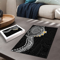 Hawaiian Tribal Tattoo and Plumeria Puzzle Polynesian Pattern Black Color