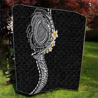 Hawaiian Tribal Tattoo and Plumeria Quilt Polynesian Pattern Black Color