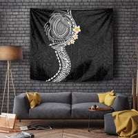Hawaiian Tribal Tattoo and Plumeria Tapestry Polynesian Pattern Black Color