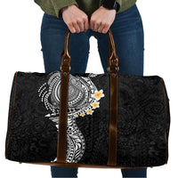 Hawaiian Tribal Tattoo and Plumeria Travel Bag Polynesian Pattern Black Color