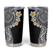 Hawaiian Tribal Tattoo and Plumeria Tumbler Cup Polynesian Pattern Black Color