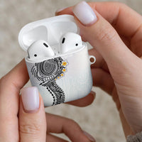 Hawaiian Tribal Tattoo and Plumeria AirPods Case Polynesian Pattern White Color