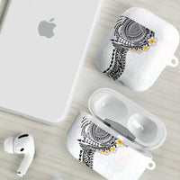 Hawaiian Tribal Tattoo and Plumeria AirPods Case Polynesian Pattern White Color