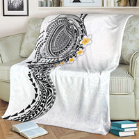 Hawaiian Tribal Tattoo and Plumeria Blanket Polynesian Pattern White Color