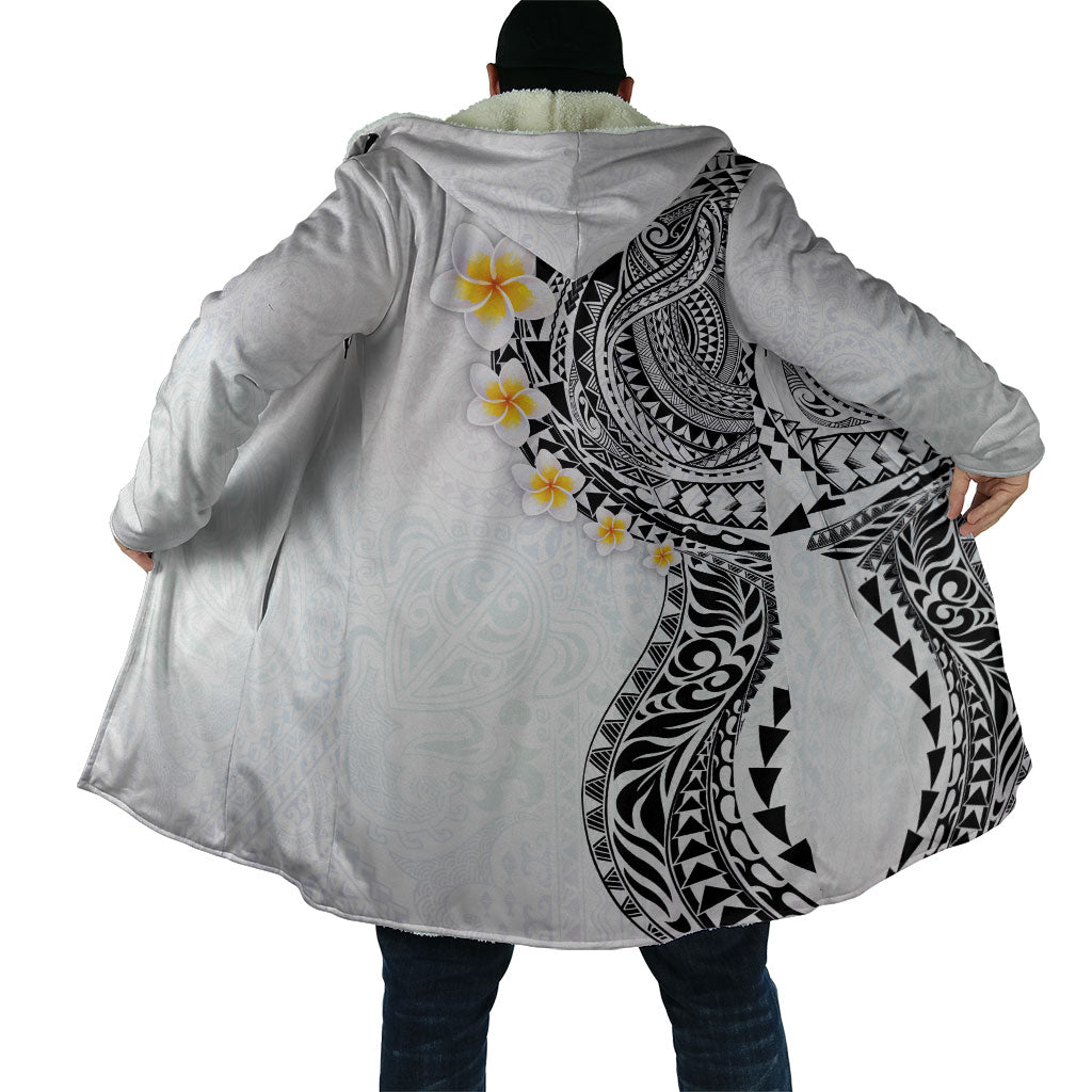 Hawaiian Tribal Tattoo and Plumeria Cloak Polynesian Pattern White Color