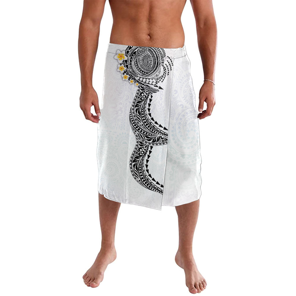 Hawaiian Tribal Tattoo and Plumeria Lavalava Polynesian Pattern White Color