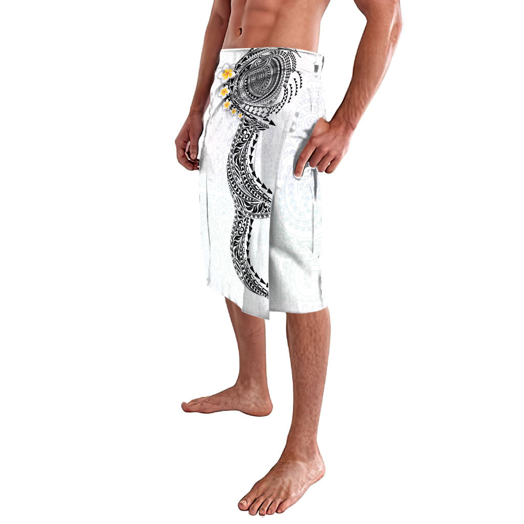 Hawaiian Tribal Tattoo and Plumeria Lavalava Polynesian Pattern White Color