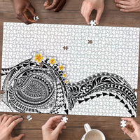 Hawaiian Tribal Tattoo and Plumeria Puzzle Polynesian Pattern White Color
