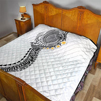 Hawaiian Tribal Tattoo and Plumeria Quilt Polynesian Pattern White Color