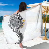 Hawaiian Tribal Tattoo and Plumeria Sarong Polynesian Pattern White Color