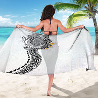 Hawaiian Tribal Tattoo and Plumeria Sarong Polynesian Pattern White Color