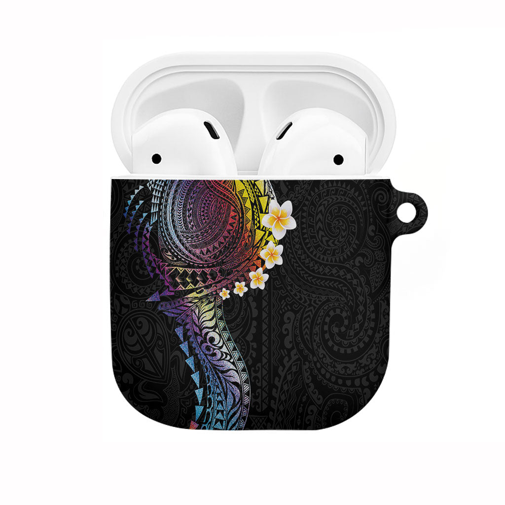 Hawaiian Tribal Tattoo and Plumeria AirPods Case Polynesian Pattern Rainbow