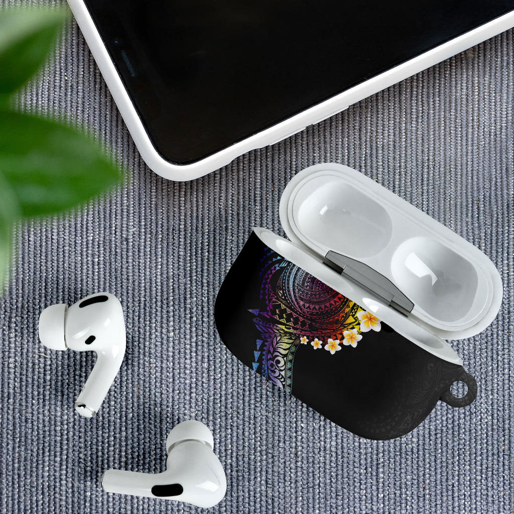 Hawaiian Tribal Tattoo and Plumeria AirPods Case Polynesian Pattern Rainbow