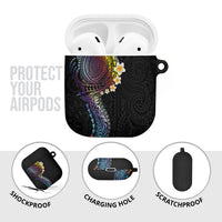 Hawaiian Tribal Tattoo and Plumeria AirPods Case Polynesian Pattern Rainbow