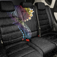 Hawaiian Tribal Tattoo and Plumeria Back Car Seat Cover Polynesian Pattern Rainbow