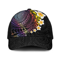 Hawaiian Tribal Tattoo and Plumeria Baseball Net Cap Polynesian Pattern Rainbow