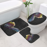 Hawaiian Tribal Tattoo and Plumeria Bathroom Set Polynesian Pattern Rainbow
