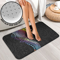 Hawaiian Tribal Tattoo and Plumeria Bathroom Set Polynesian Pattern Rainbow