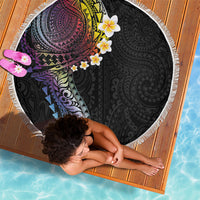 Hawaiian Tribal Tattoo and Plumeria Beach Blanket Polynesian Pattern Rainbow