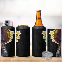 Hawaiian Tribal Tattoo and Plumeria 4 in 1 Can Cooler Tumbler Polynesian Pattern Rainbow