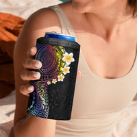 Hawaiian Tribal Tattoo and Plumeria 4 in 1 Can Cooler Tumbler Polynesian Pattern Rainbow