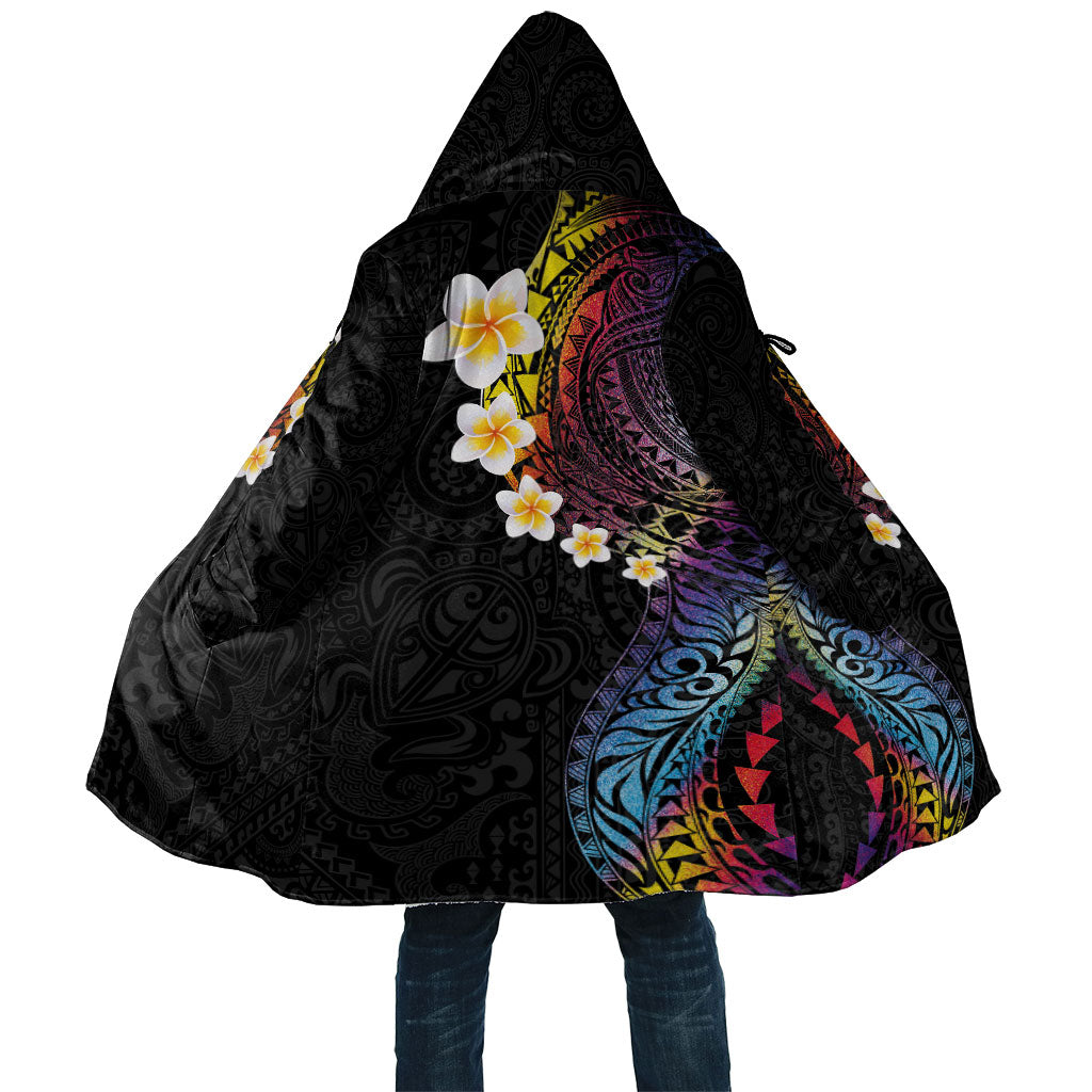 Hawaiian Tribal Tattoo and Plumeria Cloak Polynesian Pattern Rainbow