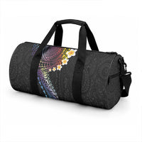 Hawaiian Tribal Tattoo and Plumeria Duffle Bag Polynesian Pattern Rainbow