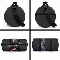 Hawaiian Tribal Tattoo and Plumeria Duffle Bag Polynesian Pattern Rainbow