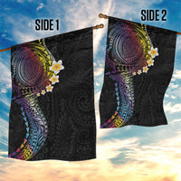 Hawaiian Tribal Tattoo and Plumeria Garden Flag Polynesian Pattern Rainbow