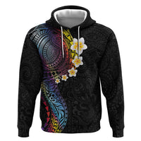 Hawaiian Tribal Tattoo and Plumeria Hoodie Polynesian Pattern Rainbow