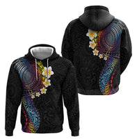 Hawaiian Tribal Tattoo and Plumeria Hoodie Polynesian Pattern Rainbow