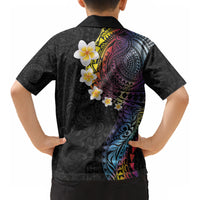 Hawaiian Tribal Tattoo and Plumeria Kid Hawaiian Shirt Polynesian Pattern Rainbow