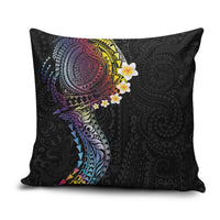 Hawaiian Tribal Tattoo and Plumeria Pillow Cover Polynesian Pattern Rainbow