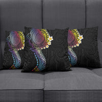 Hawaiian Tribal Tattoo and Plumeria Pillow Cover Polynesian Pattern Rainbow