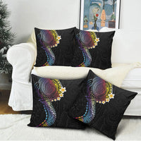 Hawaiian Tribal Tattoo and Plumeria Pillow Cover Polynesian Pattern Rainbow
