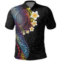 Hawaiian Tribal Tattoo and Plumeria Polo Shirt Polynesian Pattern Rainbow