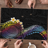 Hawaiian Tribal Tattoo and Plumeria Puzzle Polynesian Pattern Rainbow