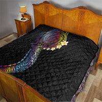 Hawaiian Tribal Tattoo and Plumeria Quilt Polynesian Pattern Rainbow