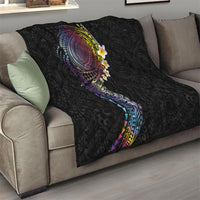 Hawaiian Tribal Tattoo and Plumeria Quilt Polynesian Pattern Rainbow